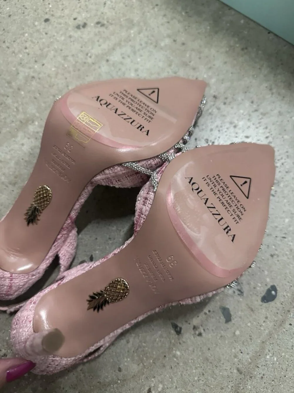 Aquazzura Gatsby 105 Slingback Pump Heels Macaron Pink - Picture 7 of 8